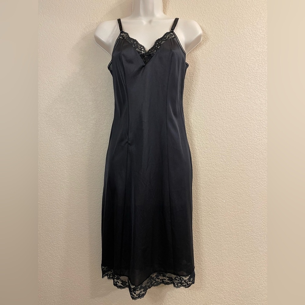 Vintage Sweet Nothing Maidenform Lingerie Black Lace Nightgown Union Made